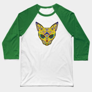 Sphynx Skull Cat Calavera Day of the Dead Los Muertos Baseball T-Shirt